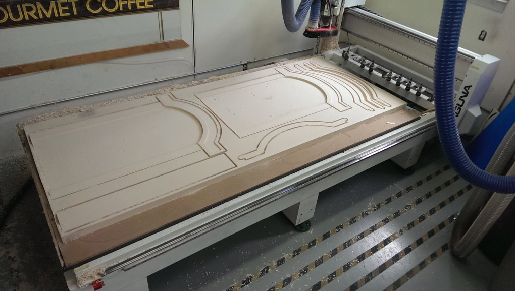 Computer Sign Carving CNC project freshly cut on Laguna SmartShopII