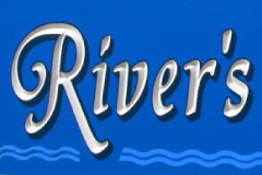 detail of rivers edge sign cnc sign carving